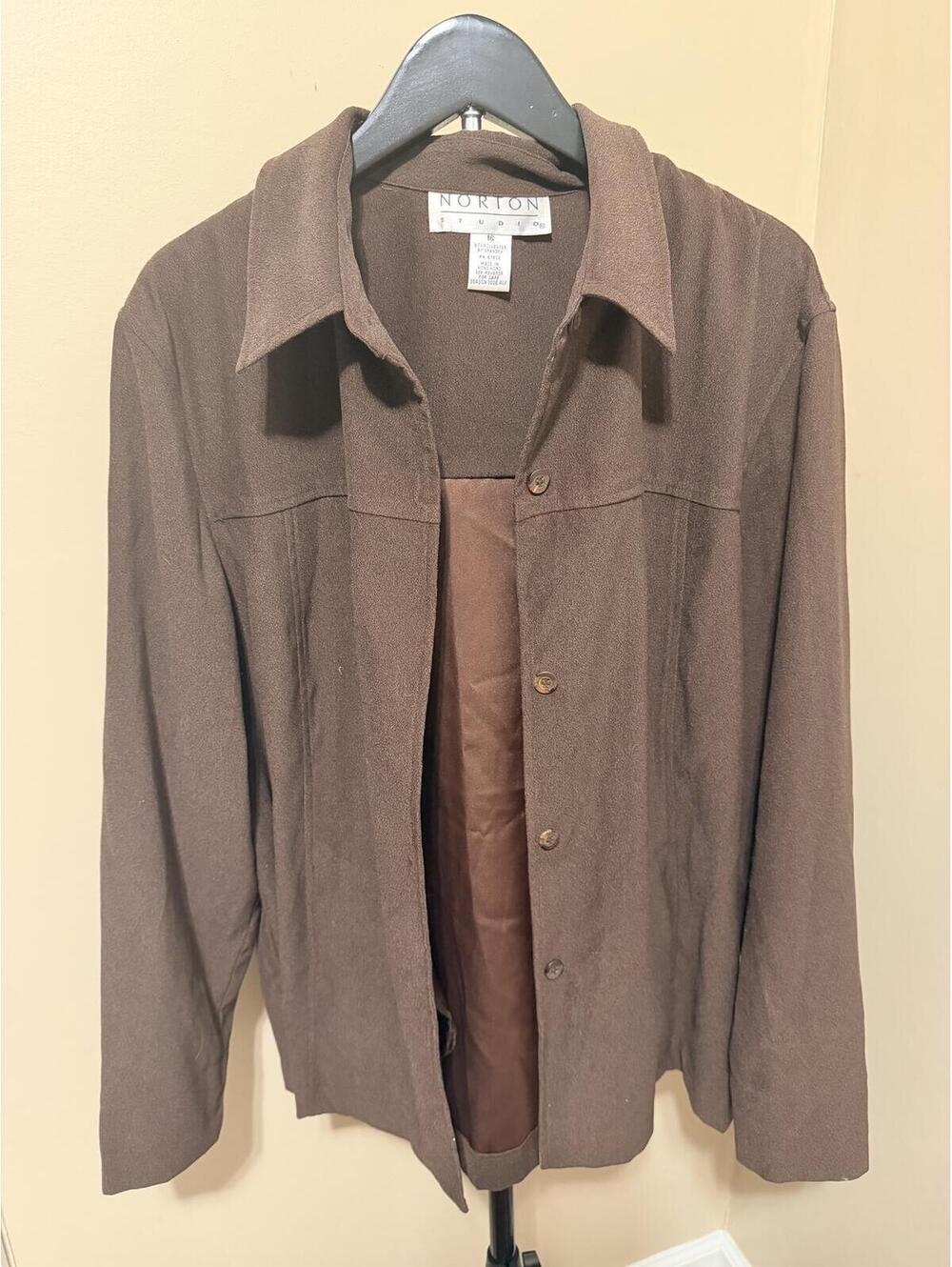 Norton Studio Brown Career Jacket Women’s Size 16 Stretch Blazer